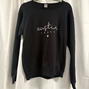 Austin Texas Black Graphic Crewneck Sweatshirt Small